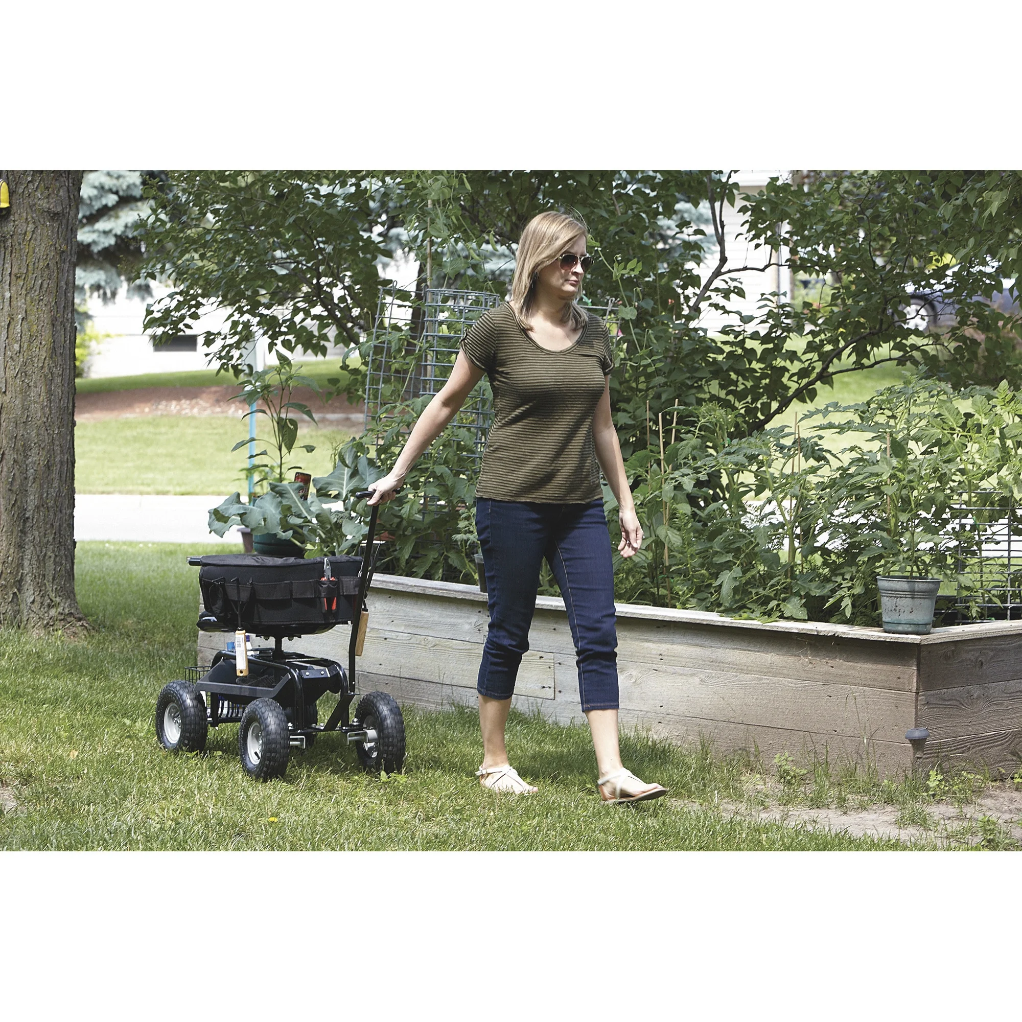 Strongway Deluxe Rolling Garden Seat with Easy Change Turnbars