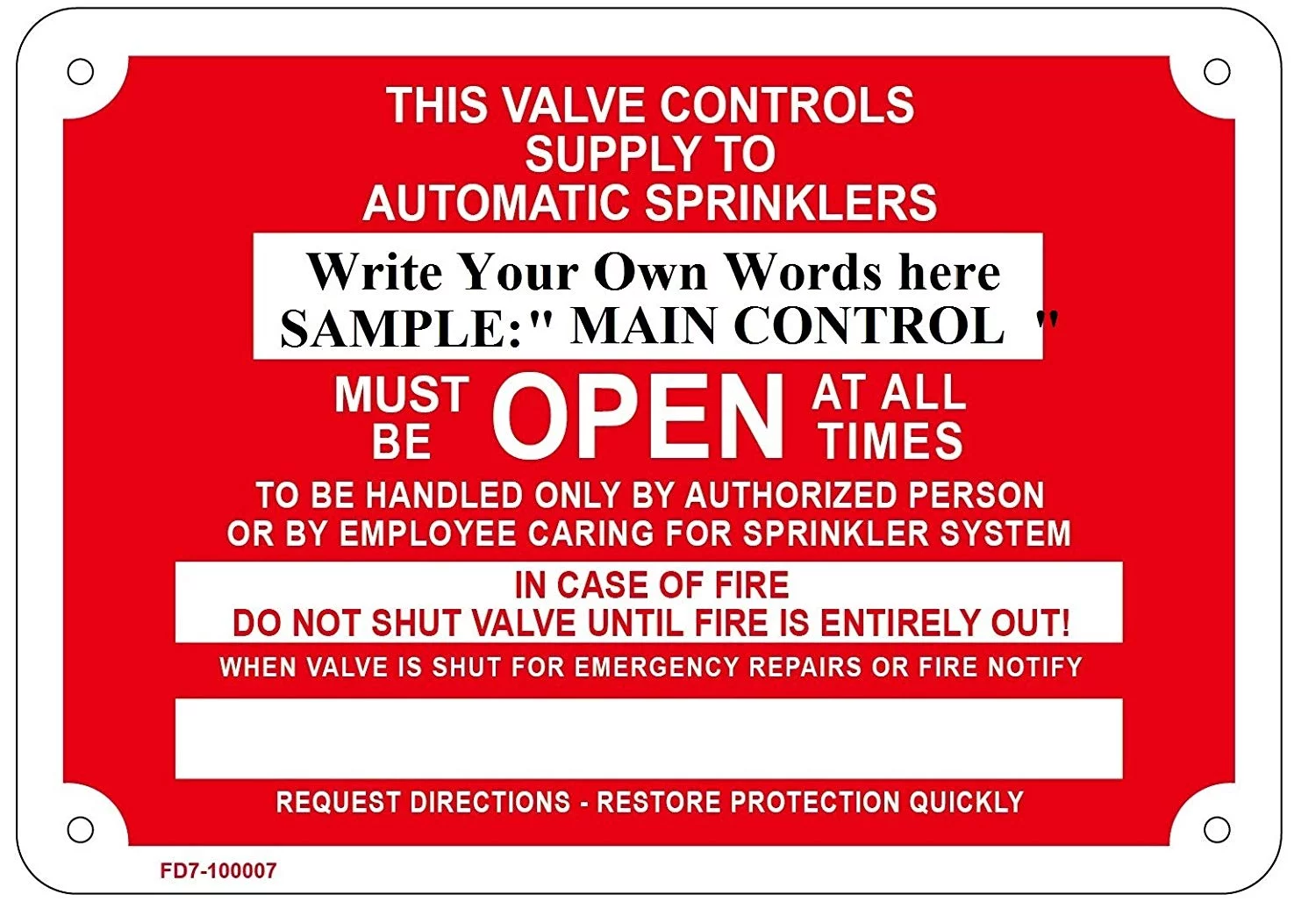 Main Control - This Valve Controls Supply, 7