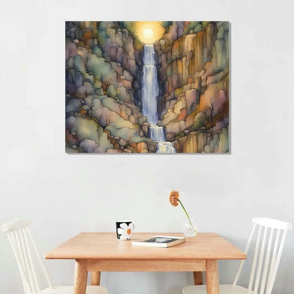 FLORID Rocks Waterfall Wall Art Decor Canvas Print Picture Artwork for Bedroom Kitchen Office Home Wall Decor Framed Ready to Hang Wall Art Printed 20x16 in / 16x12 in 20x16in