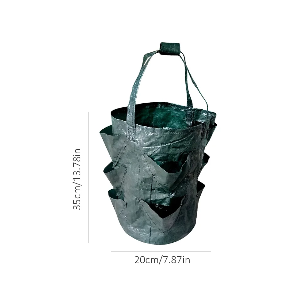 Buumin 3 Gallon PE Hanging Strawberry Grow Bags Hanging Flower Plant Hanging Baskets