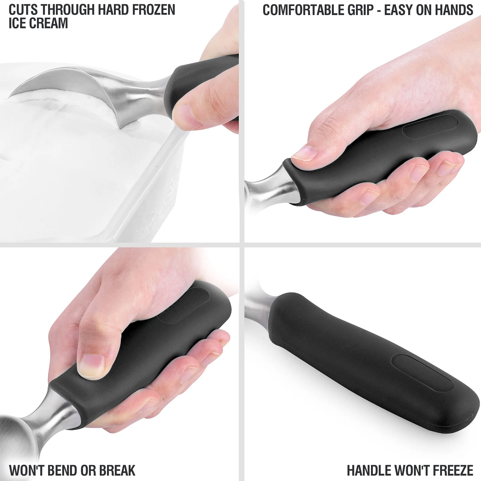 Badiano Stainless Steel Ice Cream Scoop,Black Baller Scooper,Length 8.27