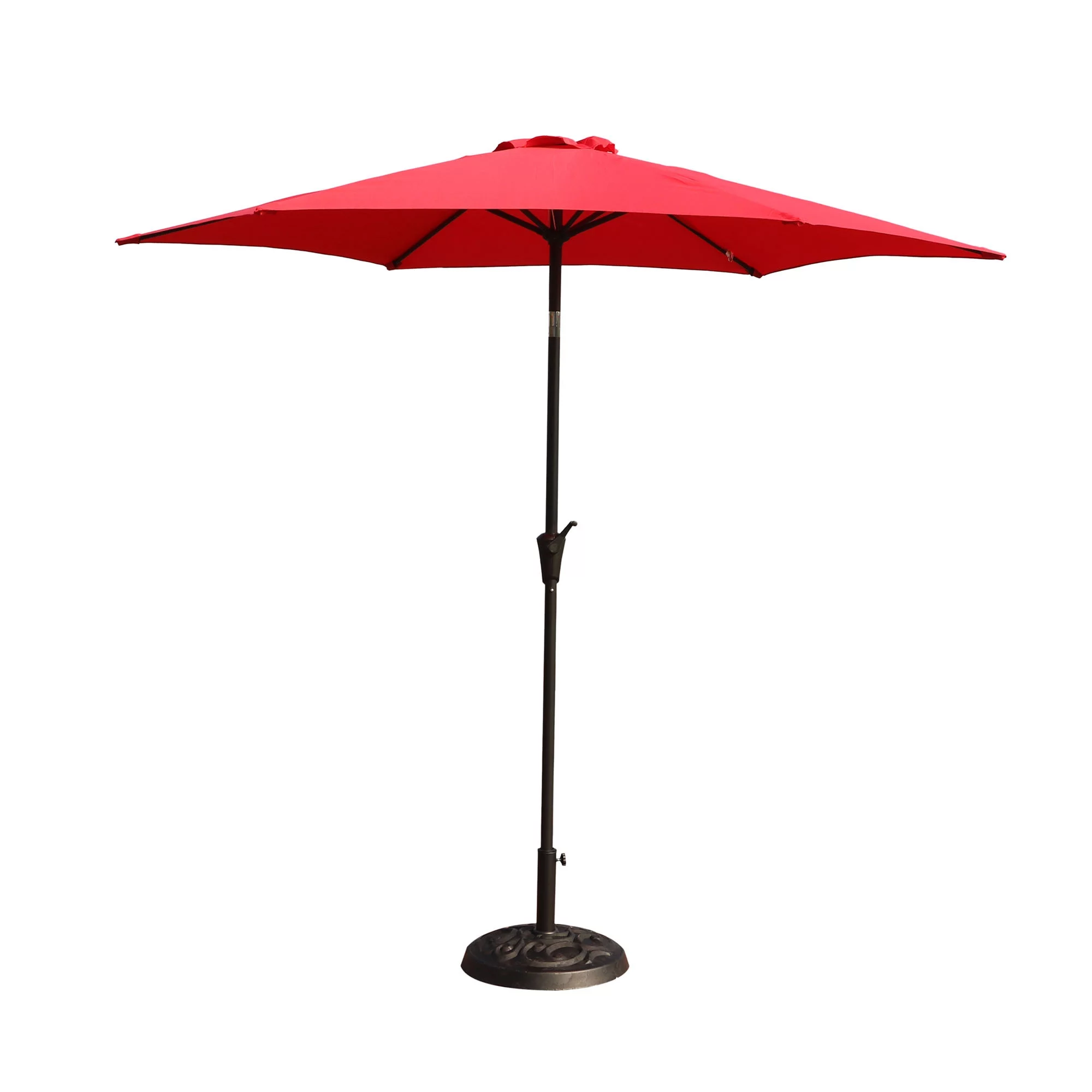 Contemporary Style Red 8.8ft Outdoor Patio Umbrella with 33lbs Resin Base
