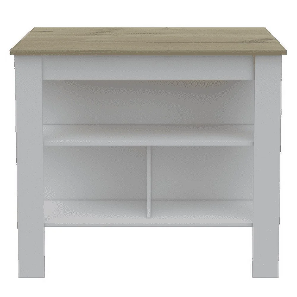 Rockaway 3-Shelf Kitchen Island White and Light Oak