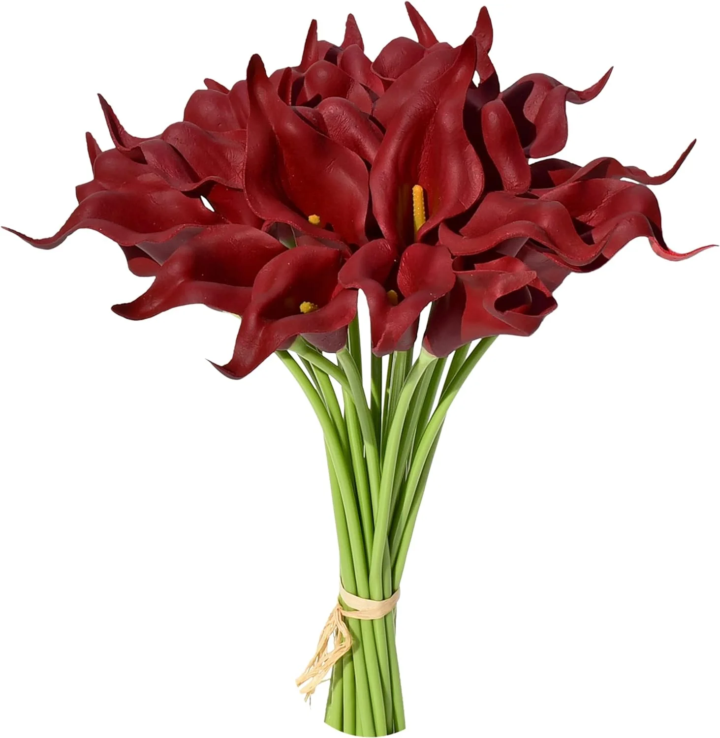 Namzi 20pcs Burgundy Flowers Artificial Calla Lily Silk Flowers 13.4