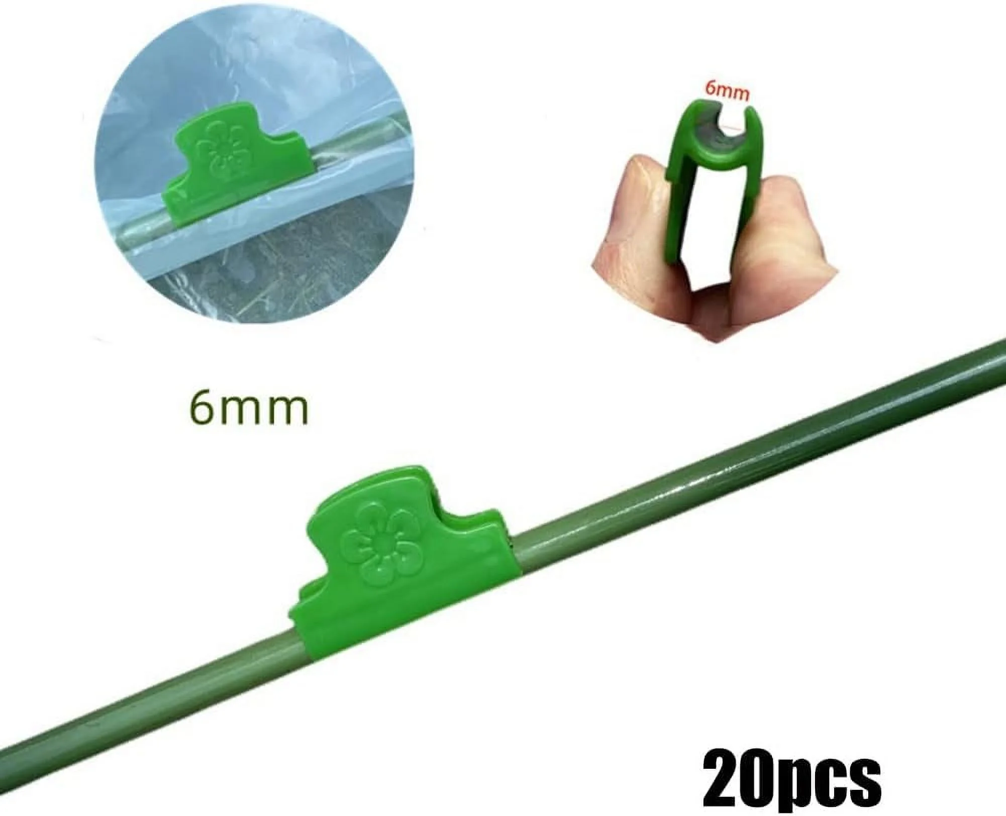 Cumbed 20pcs Greenhouse Pipe Clamps, Plant Clips, Plant Stakes Greenhouse Garden Netting Hoop Clips Tool, Film Row Cover Netting Tunnel Hoop Clip