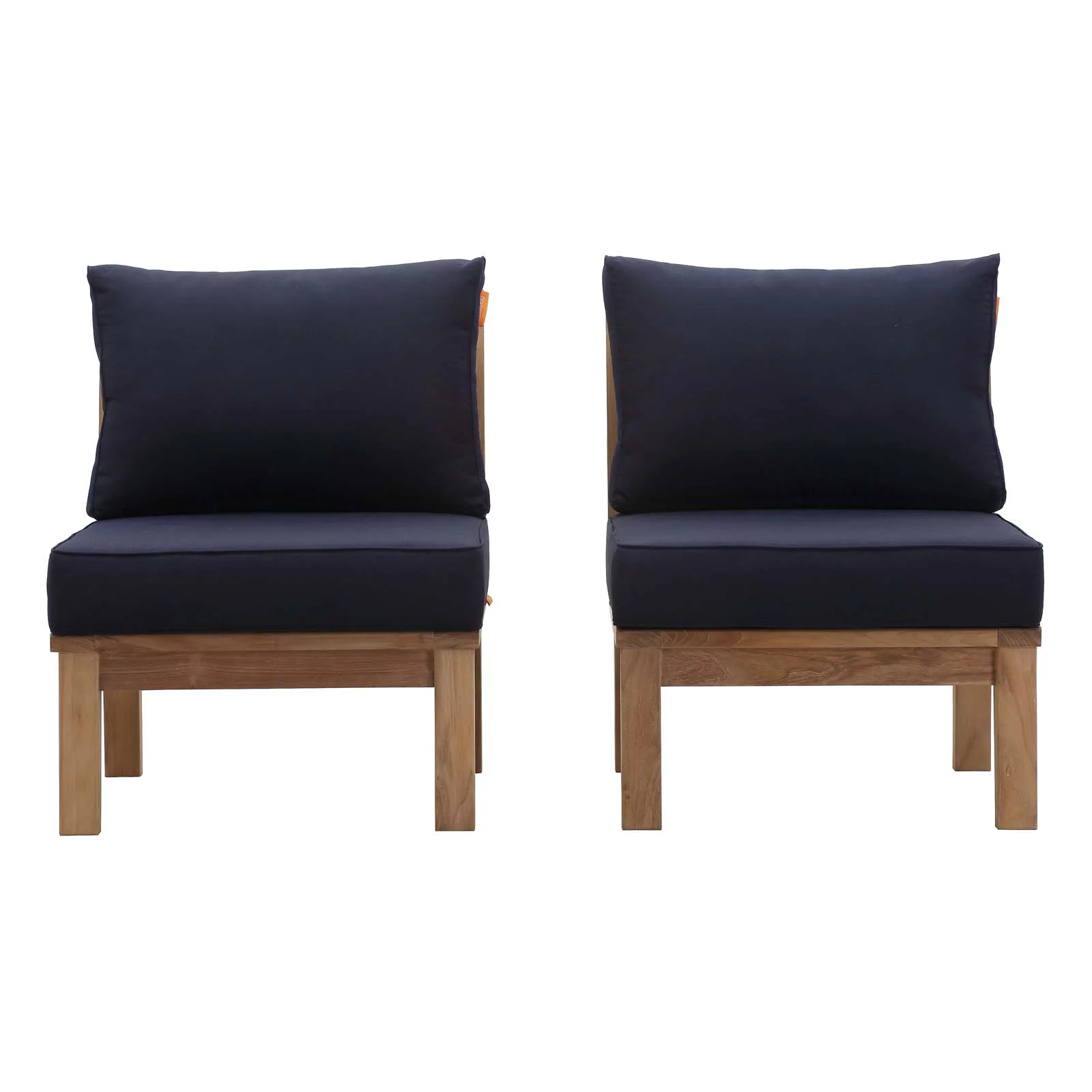 Modway Marina 2 Piece Outdoor Patio Teak Set in Natural Navy