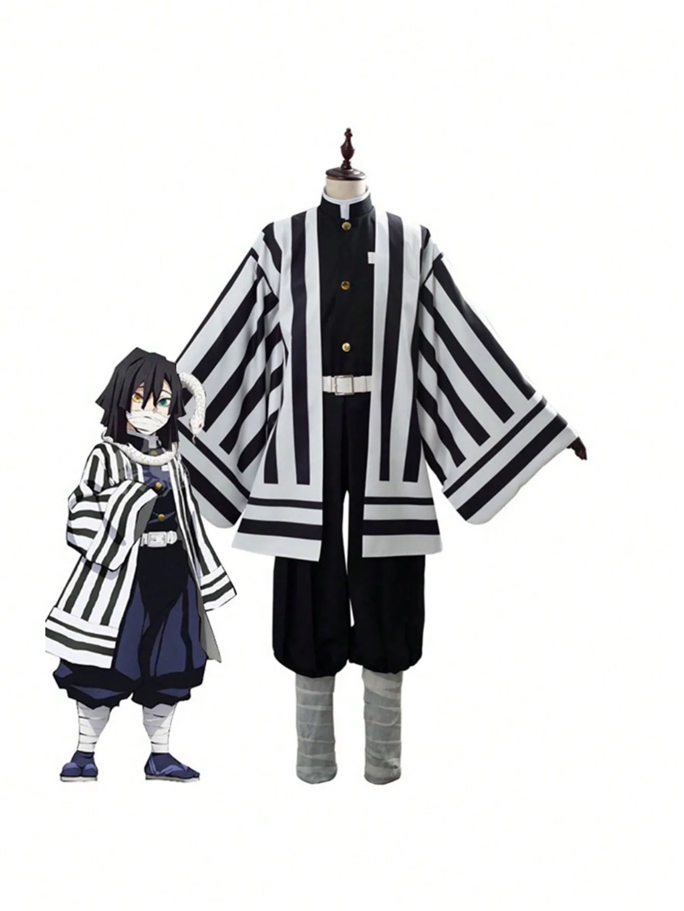 Killer Vanquisher Complete Anime Costume Set Kimono Cardigan - Party Attire Outfit For Unisex Adult Cosplay Costume Anime Kimetsu no Yaiba Role Play Kimono Cloak Outfit Uniform Set