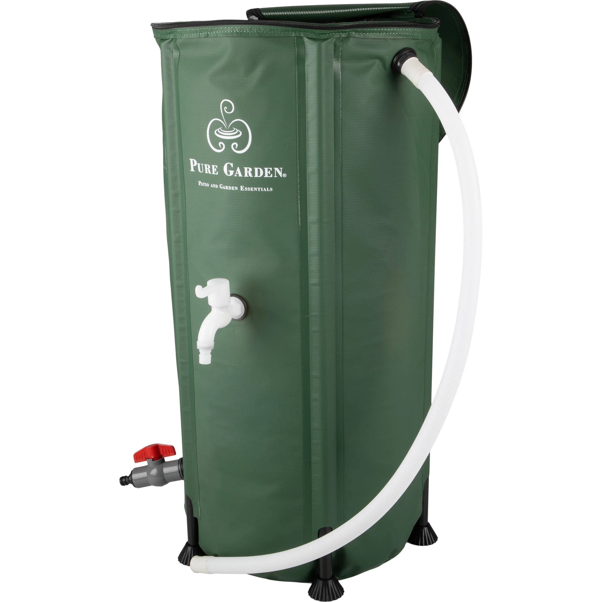 Pure Garden 26.4-Gallon/100-Liter Collapsible PVC Rain Barrel with Water Spigot, Green