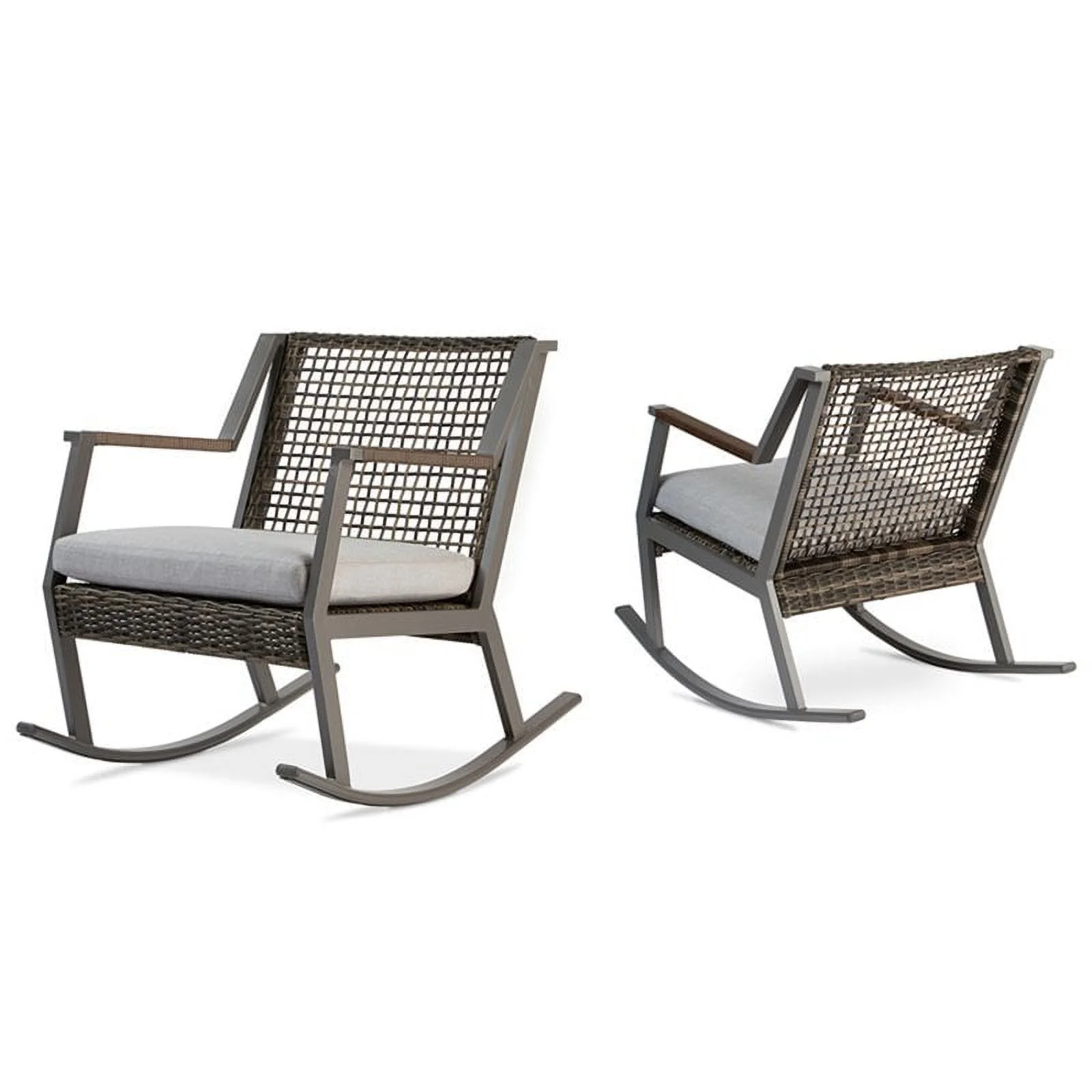 Home Square Aluminum Frame Patio Rocker Chair in Gray Finish - Set of 4