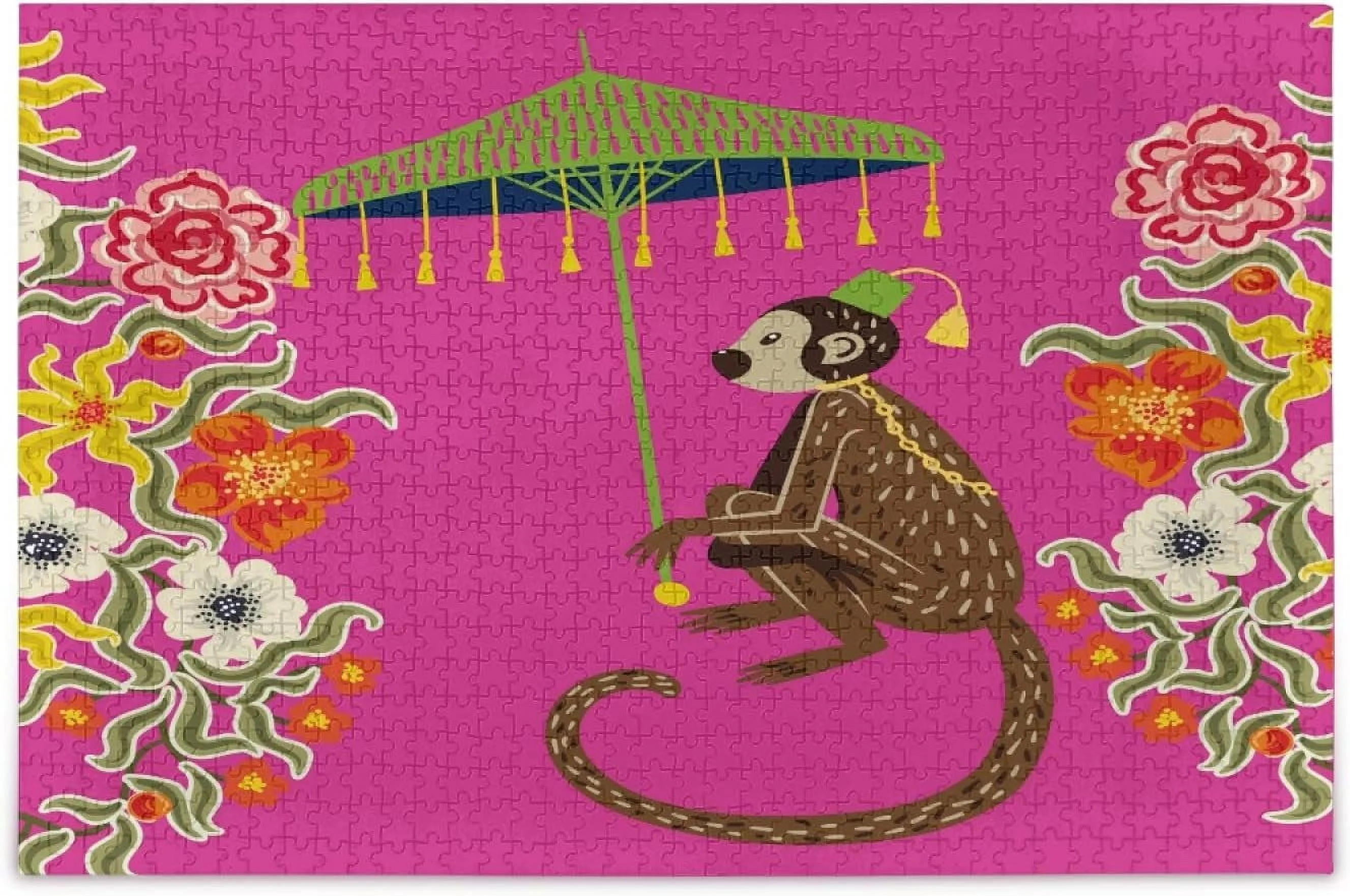 Wellsay 1000 Piece Jigsaw Puzzle for Adults Kids, Beautiful Vintage Monkey Puzzle Wooden Jigsaw Puzzle Family Game Intellective Toys Wall Art Work for Educational Gift Home Decor