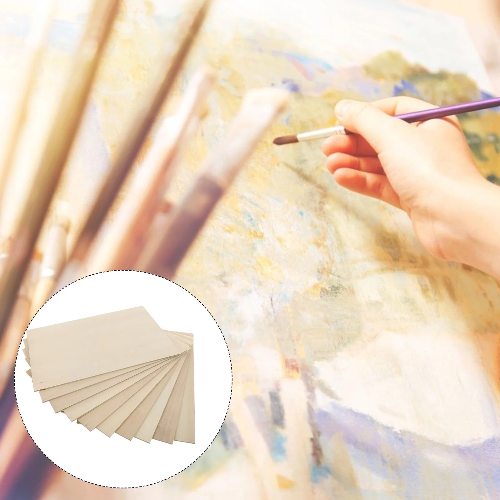 10Pcs Basswood Plywood DIY Pyrography Supplies Unfinished Wood Piece Craft