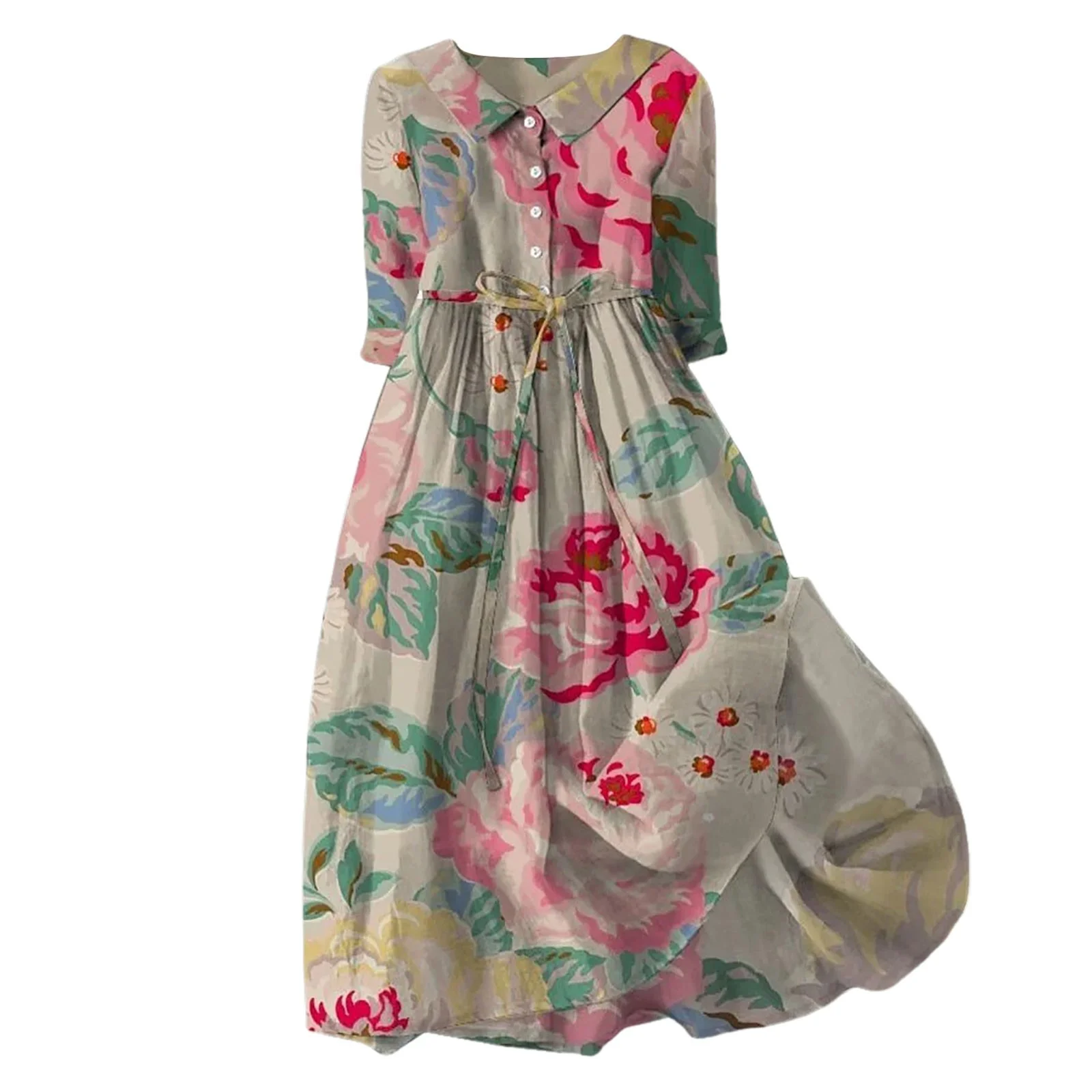 Summer Mini Skirt Women Korean Style Dresses Lace Up Waist Defined Shirt Midi Dress Summer Half Sleeve Trendy A Line Dress Skirt Hangers With Clips Pink