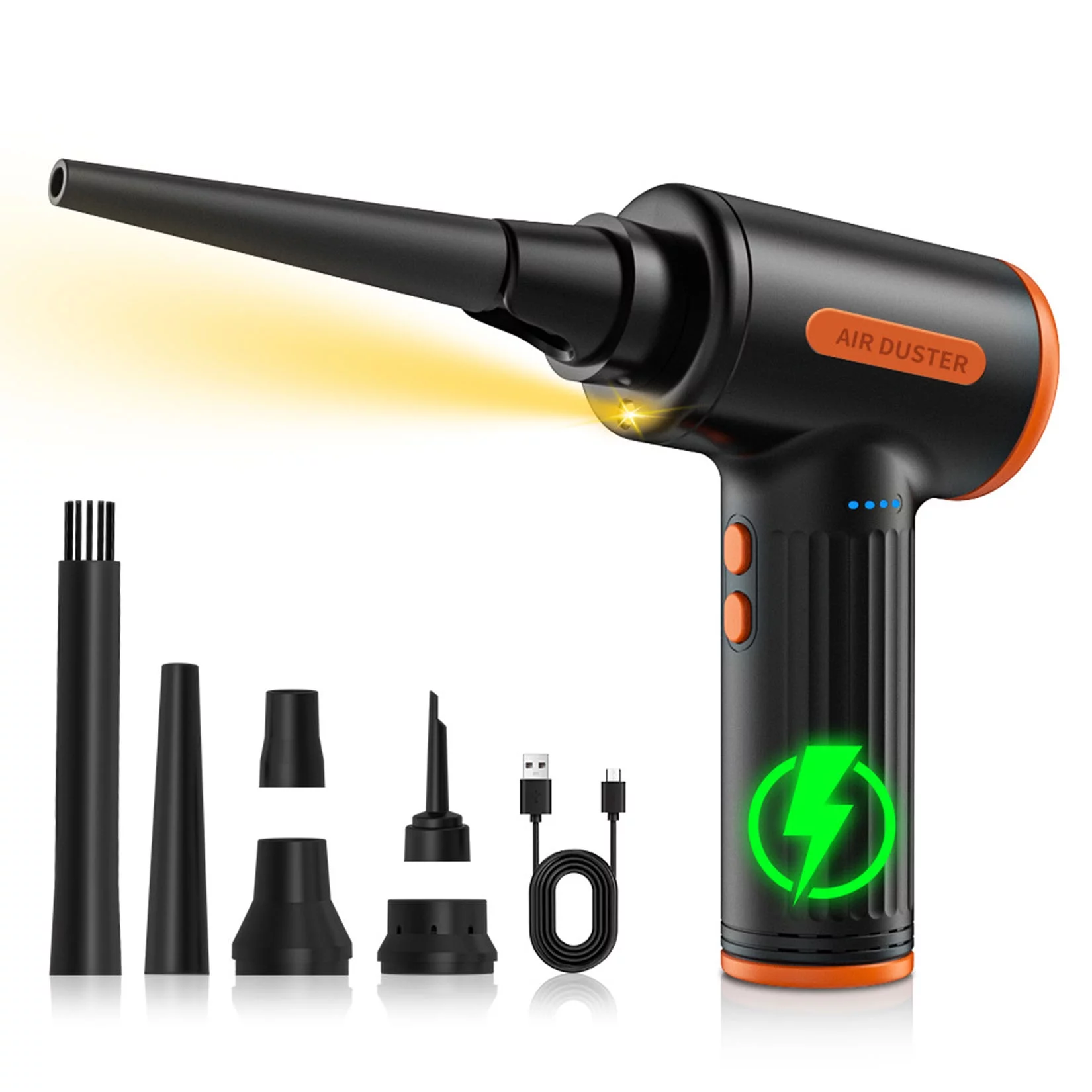 Compressed Air Duster 90000RPM Strongest Compressed Air Blower,Cordless Air Can Duster,11KPa Airflow Electric Blower,3-Gears Speed,7500mAh Battery,90W for Computer Keyboard Electronics Cleaning,Reusab