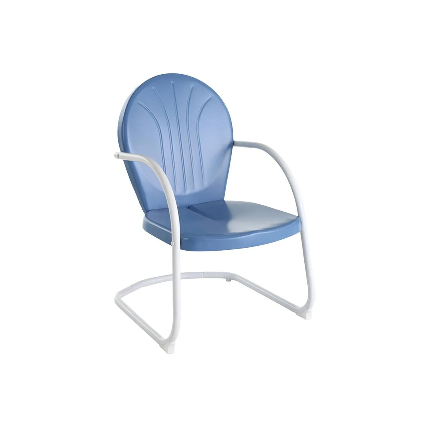 HomeStock Beachy Beauty 3Pc Outdoor Metal Armchair Set White Gloss/White Satin - Side Table & 2 Chairs