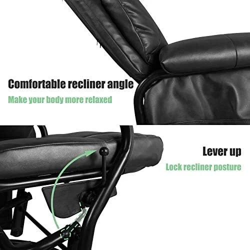 YZboomLife Recliner Chair with Ottoman Living Room Chairs Faux Leather Glider Chair  Degree Rotation Leisure and Relaxation  (Red-Brown)