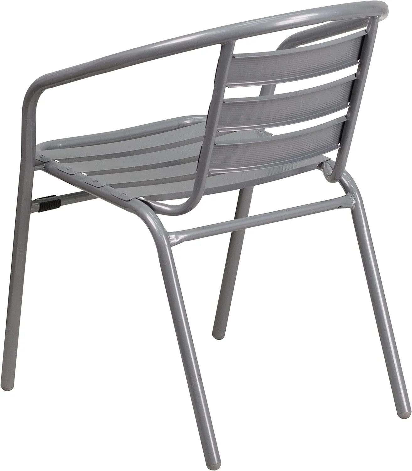 Lila 4 Pack Silver Metal Restaurant Stack Chair With Aluminum Slats