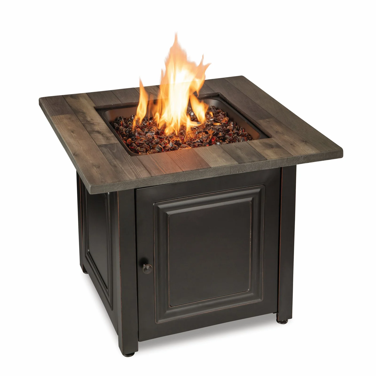 The Burlington, LP Gas Outdoor Fire Pit with Printed Resin Mantel