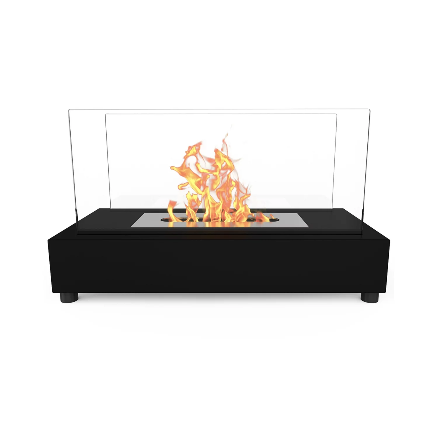 Regal Flame Avon Ventless Indoor Outdoor Fire Pit Tabletop Portable Fire Bowl Pot Bio Ethanol Fireplace in Black - Realistic Clean Burning Like Gel Fireplaces, or Propane Firepits