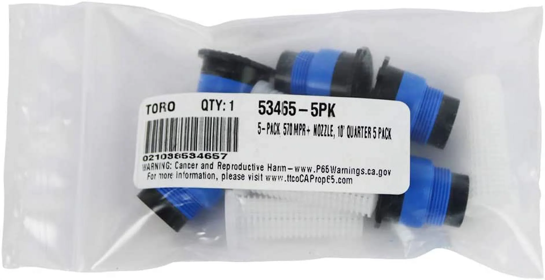 53465 5-Pack, 570 Series MPR+ 10' Quarter Nozzle, Blue