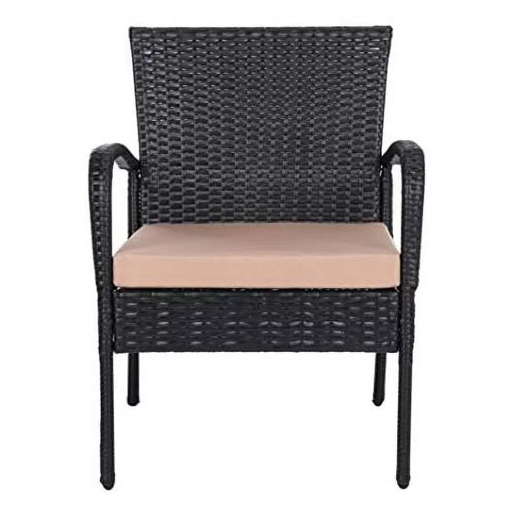 outdoor collection moore black rattan/beige cushion 3-piece patio lounge bistro set with table (pat9009a)