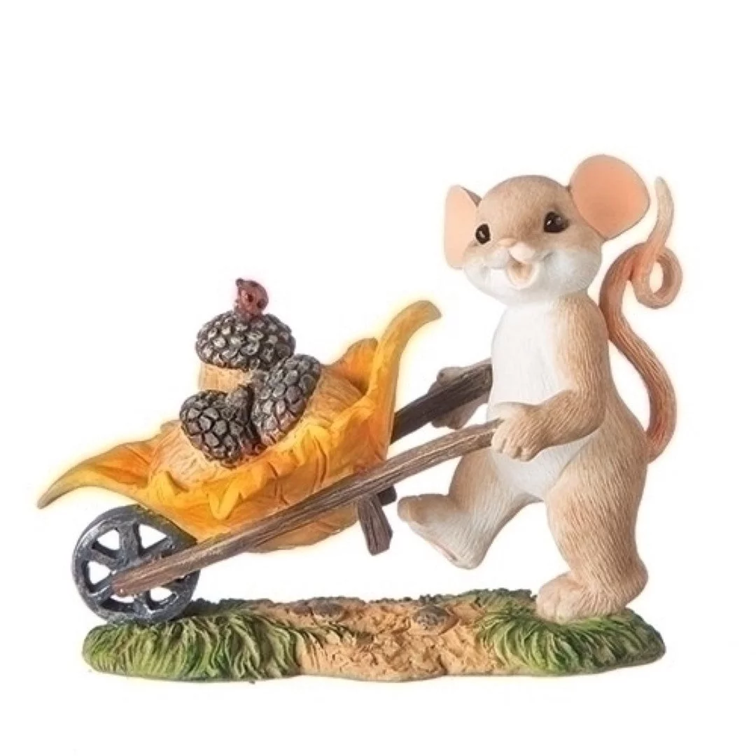 Charming Tails 1Pack Charming Tails Mouse with a Wheelbarrow
