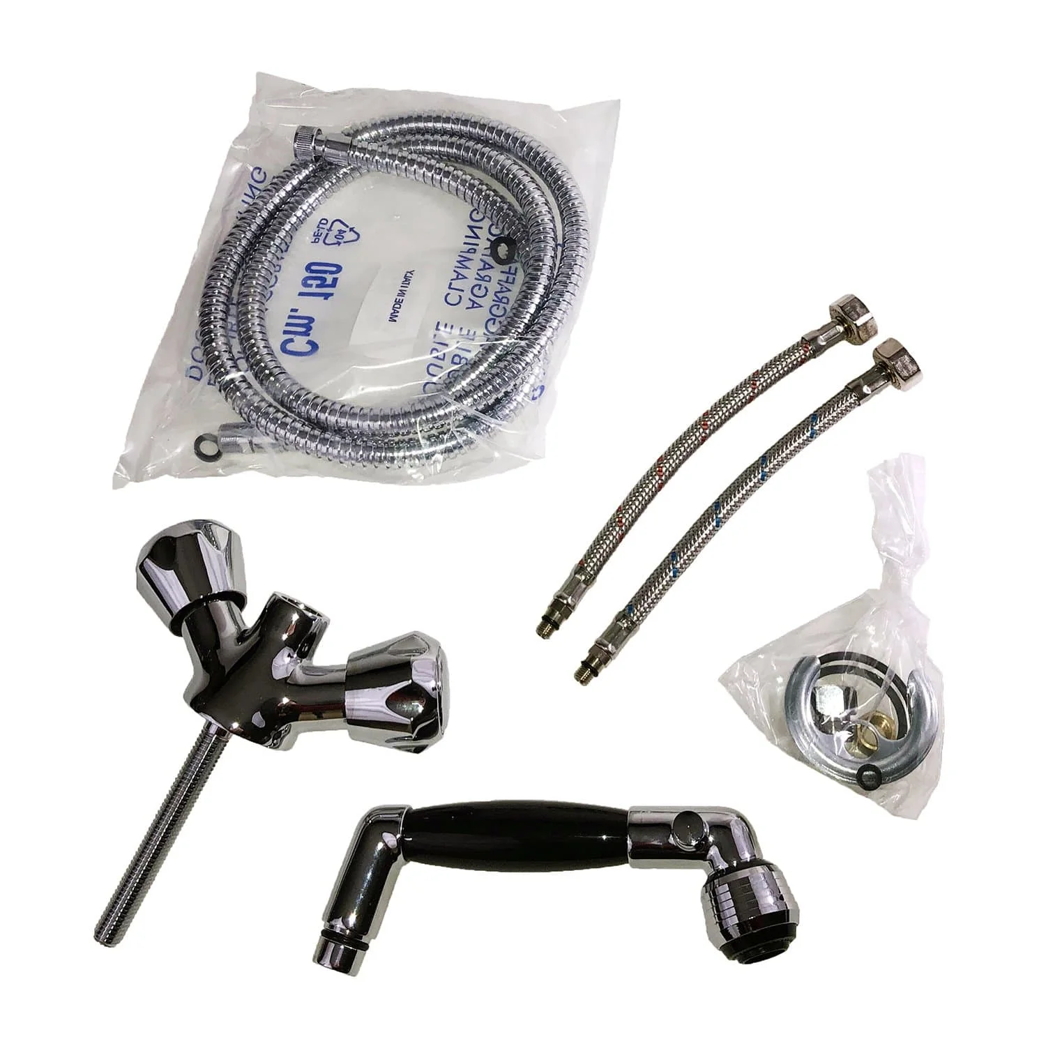 Scandvik 46010P Black Handle With 5' Chrome Flex Hose