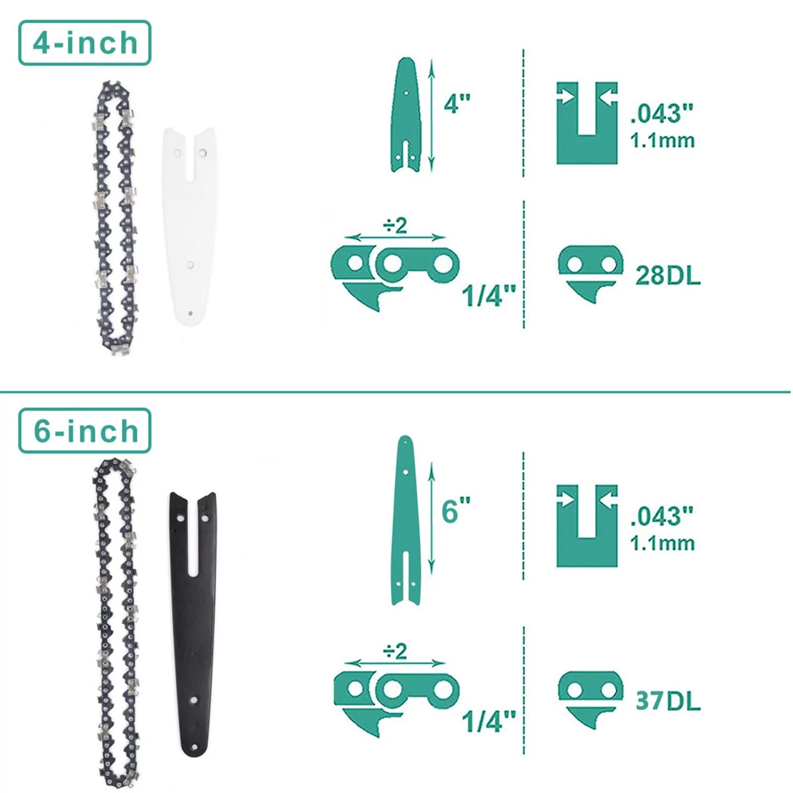 1 Set Sharp Chains and Guides Set Steel Handheld Electric Pruning Power Upgraded Durable Cutting Tree ,