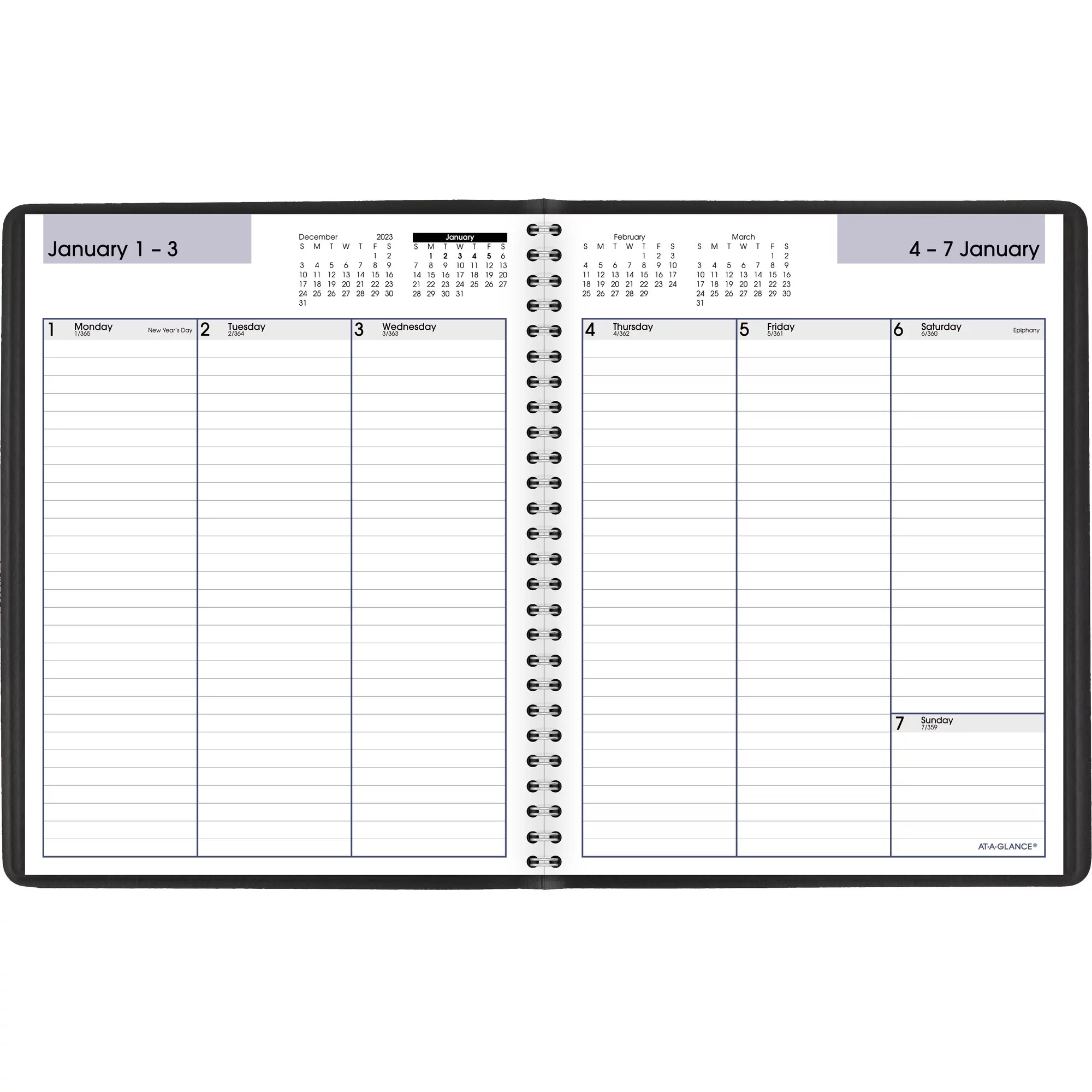AT-A-GLANCE DayMinder 2024 Column Style Weekly Planner Black Medium 7 x 8 34 -