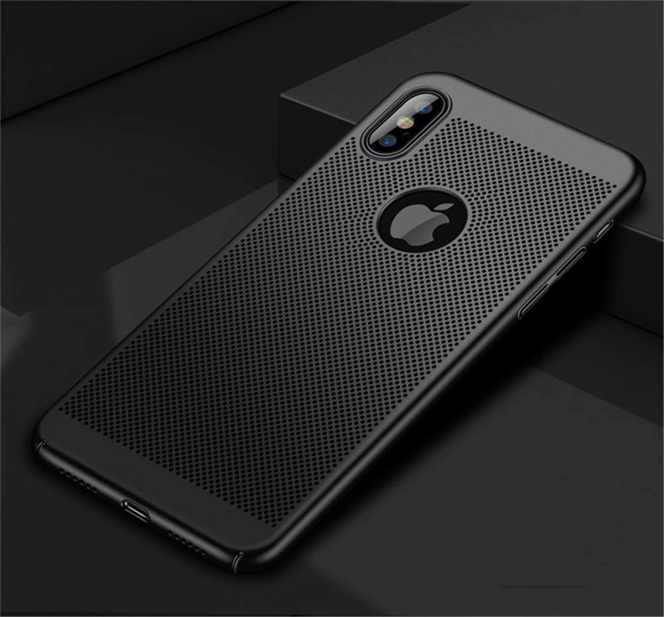 Heat Dissipation iPhone X Case (Black) Breathable Cooling Hollow Cellular Hole Full Camera Lens Protection Ultra Slim Cover