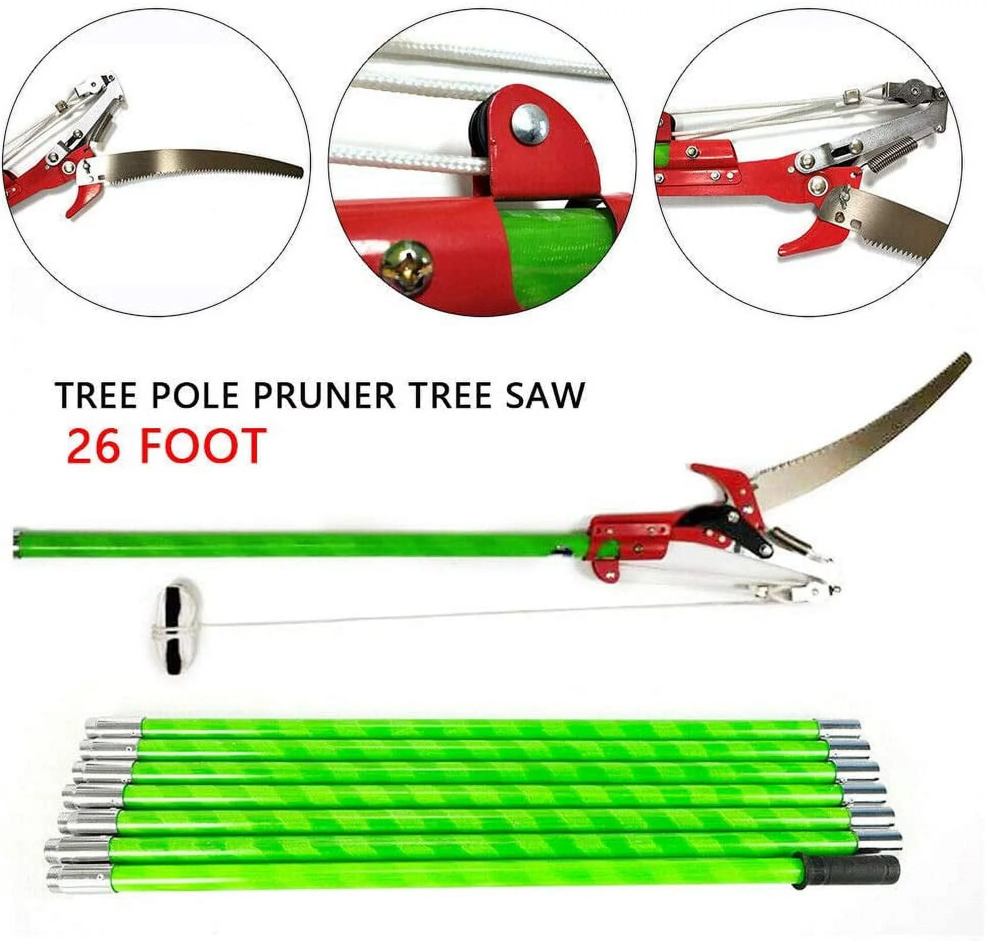 ANQIDI 26FT Tree Pole Pruner Extendable Manual Tree Saw Yard Cutter Trimmer Garden Tools