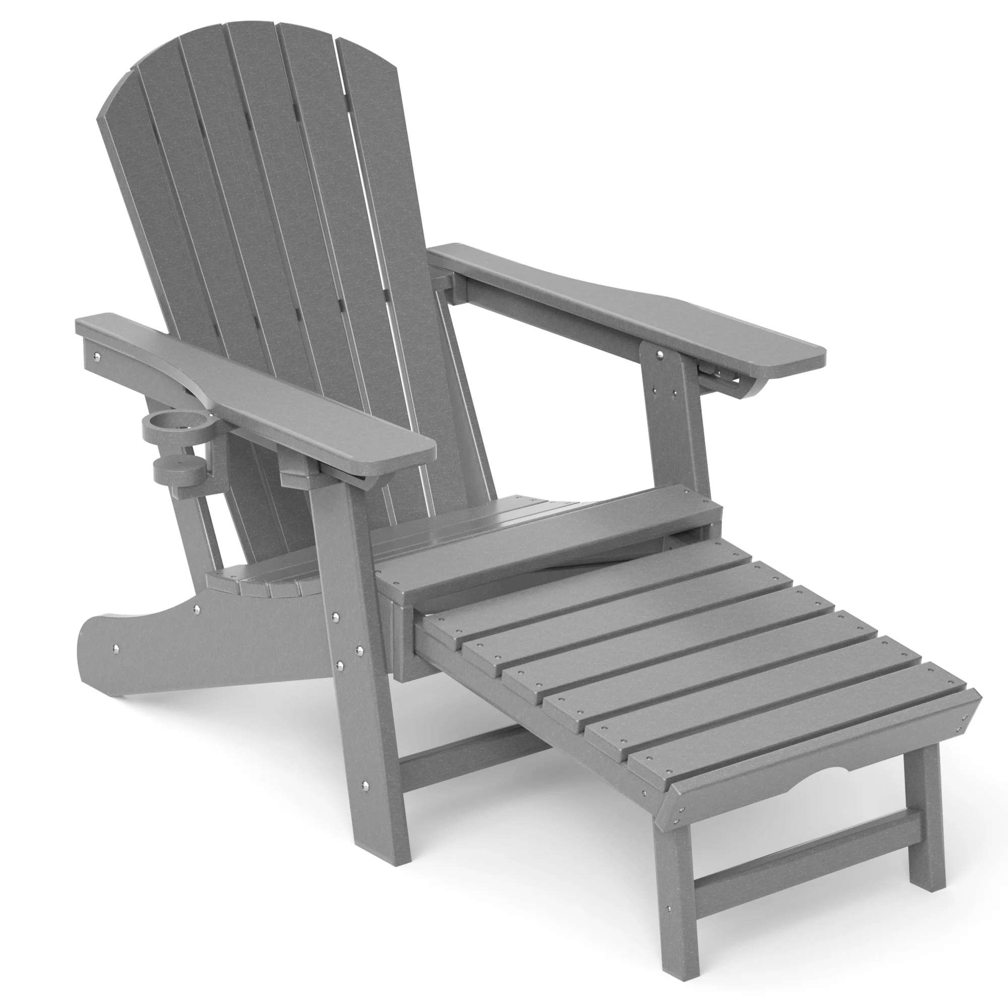 Weatherproof Adirondack Chair with Ottoman and Adjustable Backrest - 52.24 - Enjoy stylish outdoor relaxation with our durable Adirondack chair!