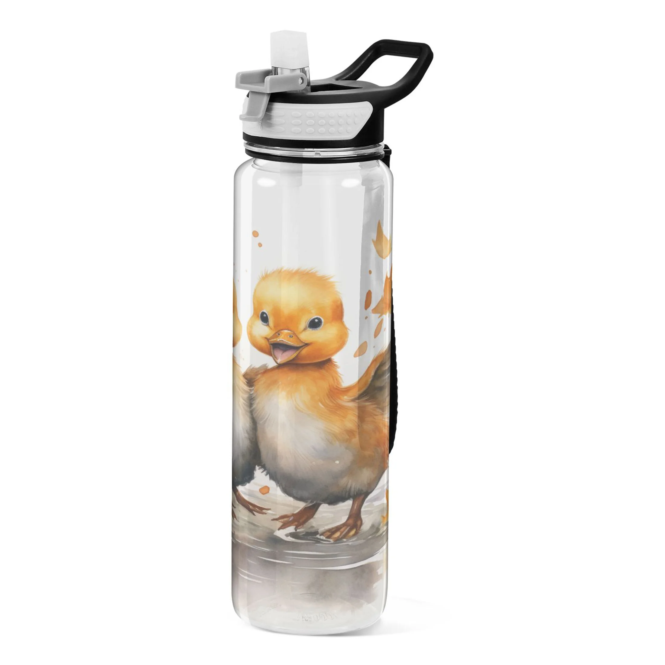 Ducks with Autumn Leaves 32oz Water Bottles with Straw Tritan Leakproof Sports Bottle BPA Free Clear for Fitness Gym Swimming Cycling