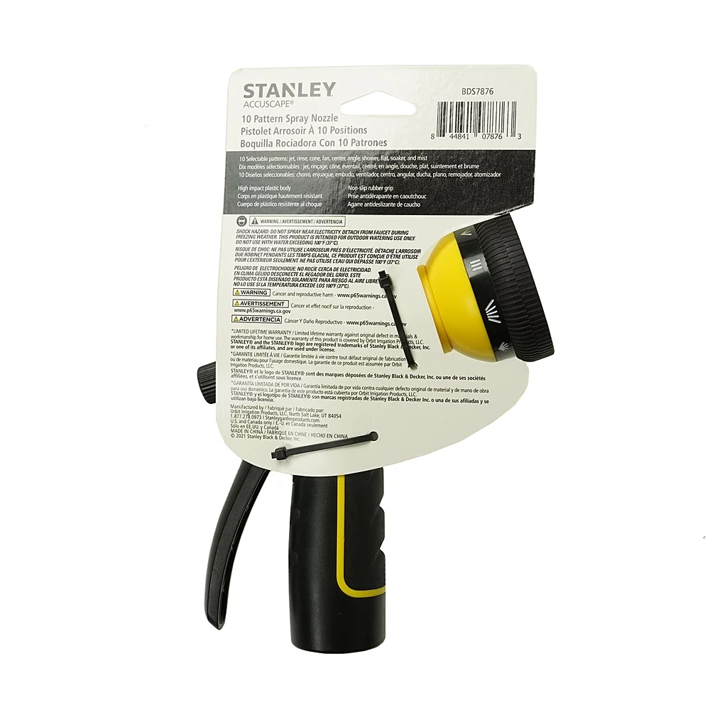 Stanley 10 Pattern Spray Nozzle Garden Car Wash made for Standard Hose BDS7876
