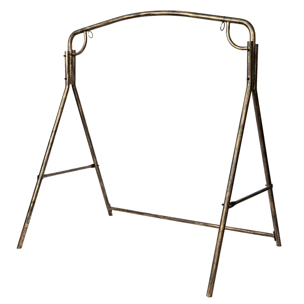 Garden Swing Chair for Two.Garden Swing Set.Paint Brush Gold Old Outdoor Garden Double Swing Chair.Paint Brush Gold Worn Out Outdoor Garden Iron Art Swing Frame Black (Swing Frame)