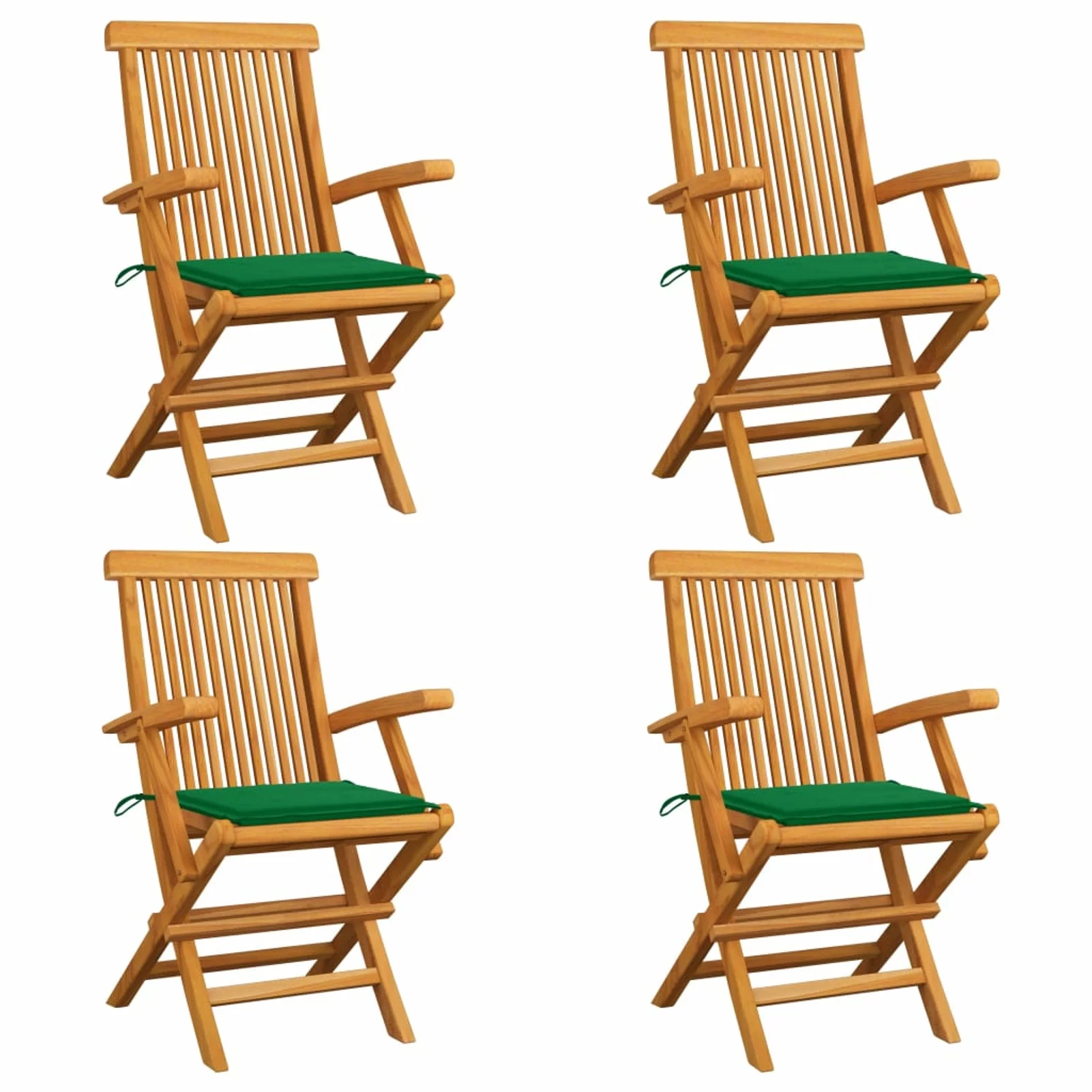 Suzicca Garden Chairs with Green Cushions 4 pcs Solid Teak Wood