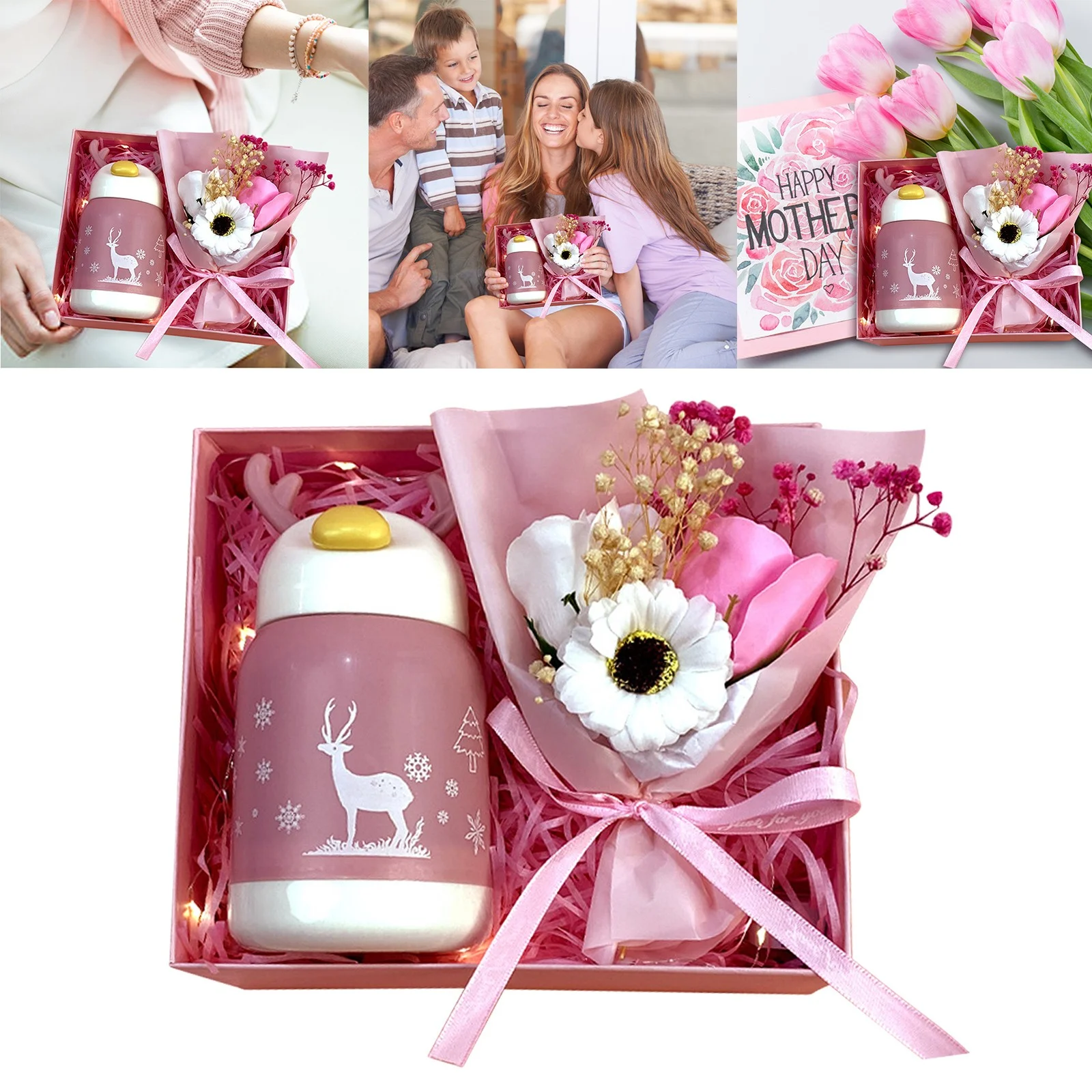 Yeetfub Artificial Flowers for Outdoors 2024 New Full Bouquet Water Cup For Mother's Day Birthday Gift Business Gift Box Hand Gift Activity Small Gift for Window Garden Office Patio Planter