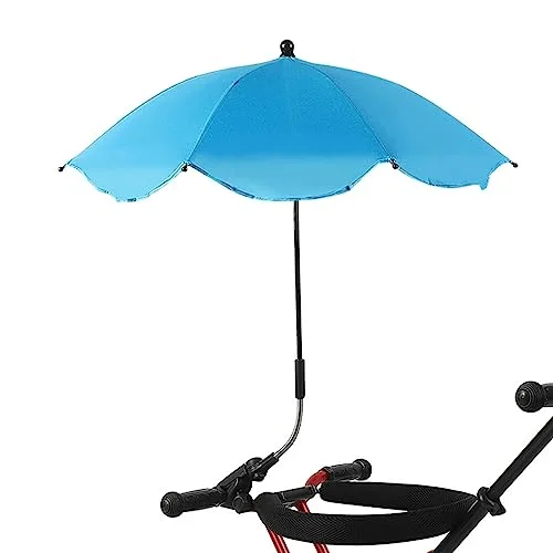 Umbrella For Stroller With Clamp- Kids Picnic Table Umbrella Replacement, Clip On Parasol Umbrella For Stroller UV Protection, Attachable Umbrella With Clamp For Wheelchair Beach Chair