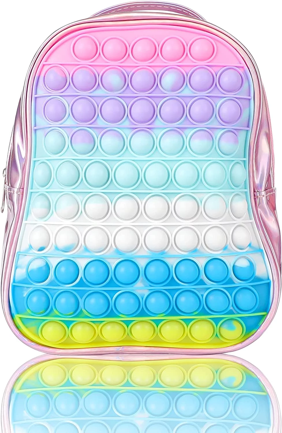 YINYUN Backpack School Supplies, Backpack for Kids Big Pop Purse Children's Day Gift for Girls,Strap Adjustable Bookbags(Light Rainbow)