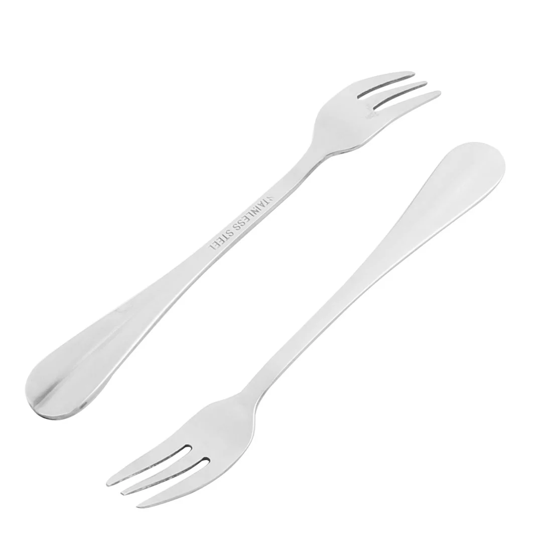 Household Restaurant Tool Metal Fruit Dessert Appetizer Fork Silver Tone 4pcs