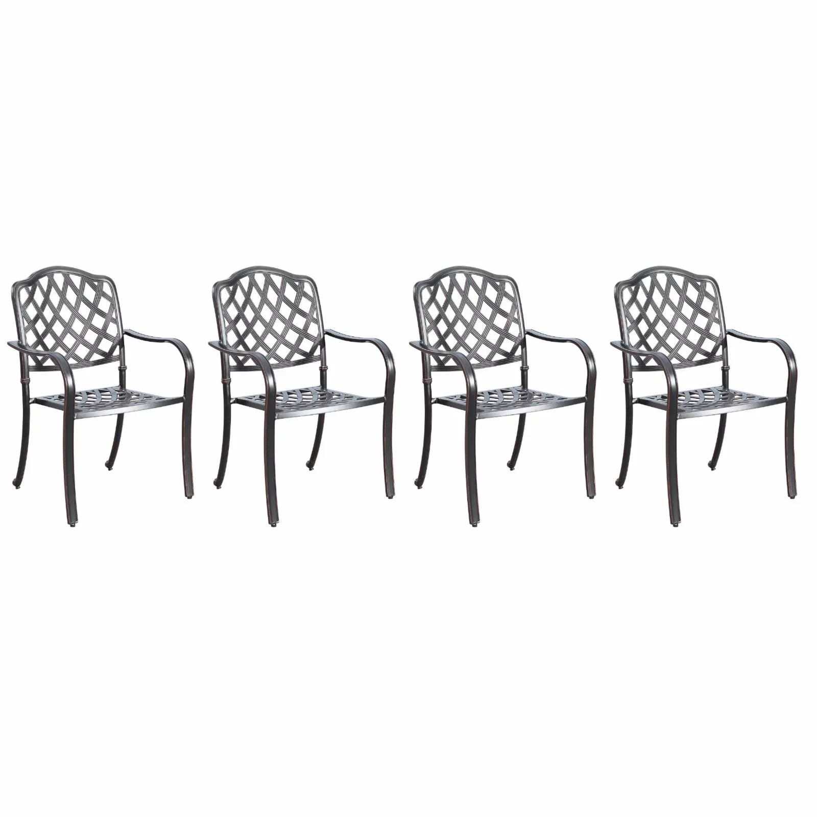 Oakland Living Contemporary Modern Mesh Lattice Stackable Aluminum Outdoor Dining Chair - Set of 4