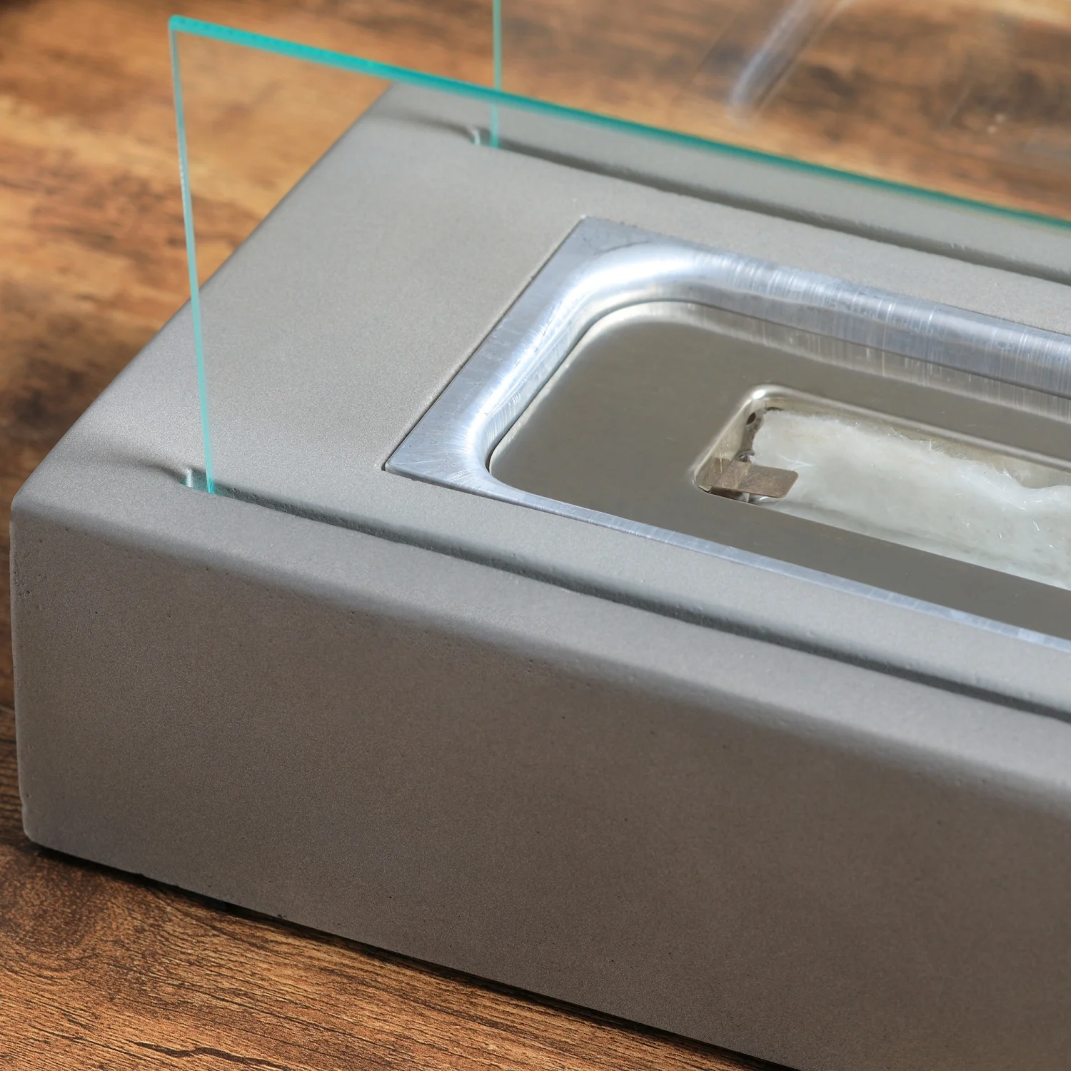 YLtoohoom Tabletop Fireplace  13” Concrete Alcohol Fireplace with Stainless Steel Lid for Indoor and Outdoor  0.04 Gal Max 195 Sq. Ft.  Light Grey