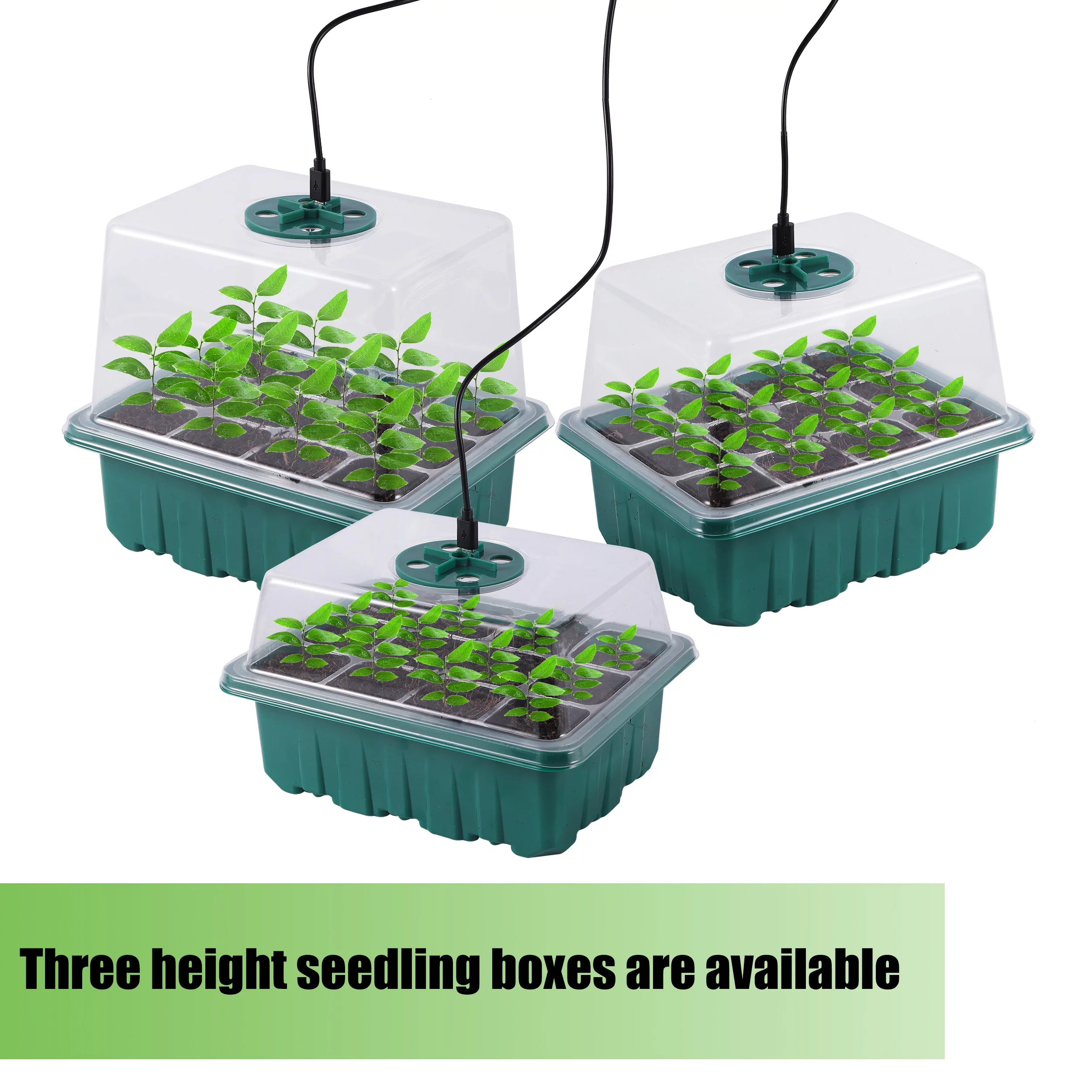 5 Pcs/Pack 12 Cells Grow LED Light Seed Starter Trays Breathable Cover Garden Succulent Flower Seedling Germination Nursery Box