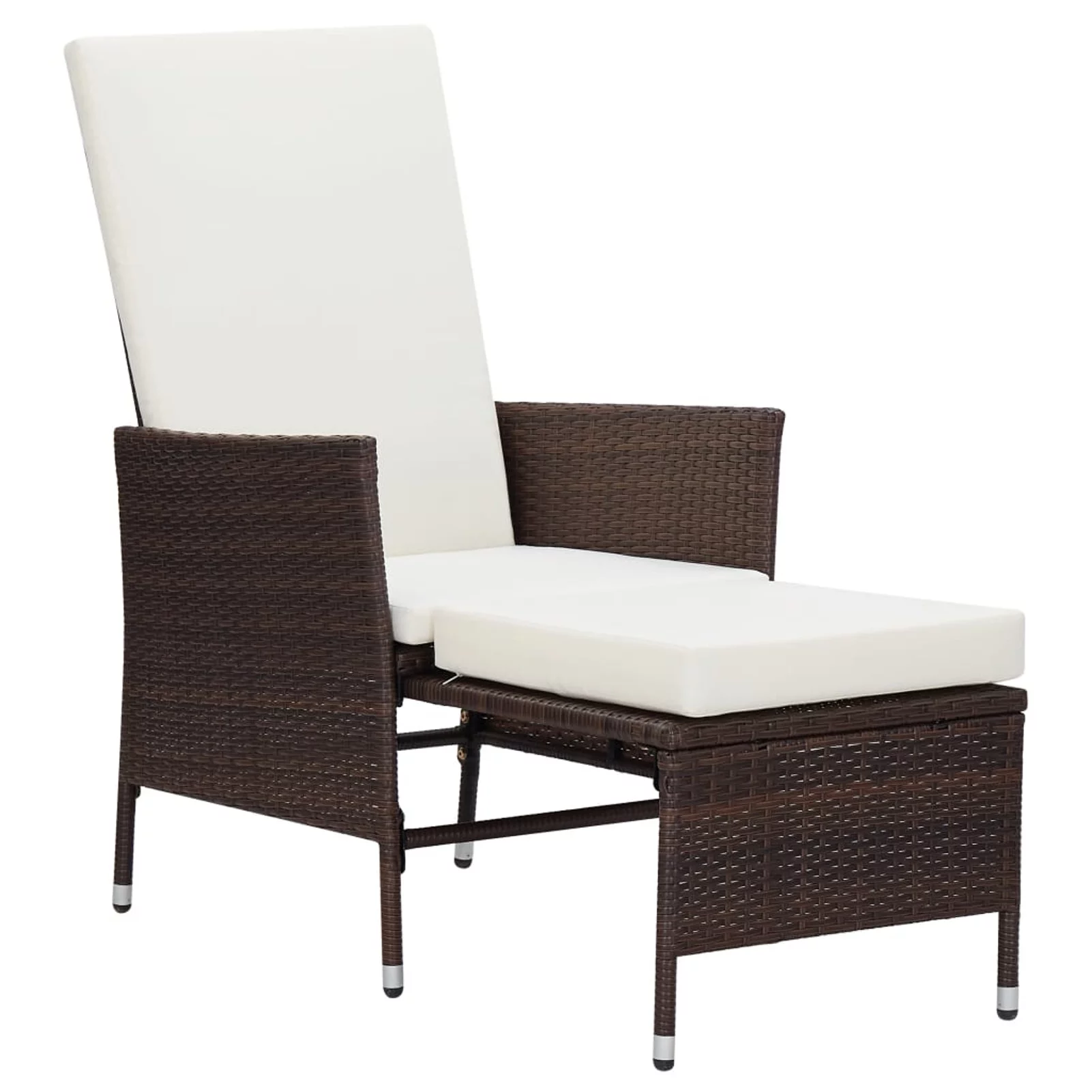 Carevas Reclining Patio Chair with Cushions Poly Rattan Brown