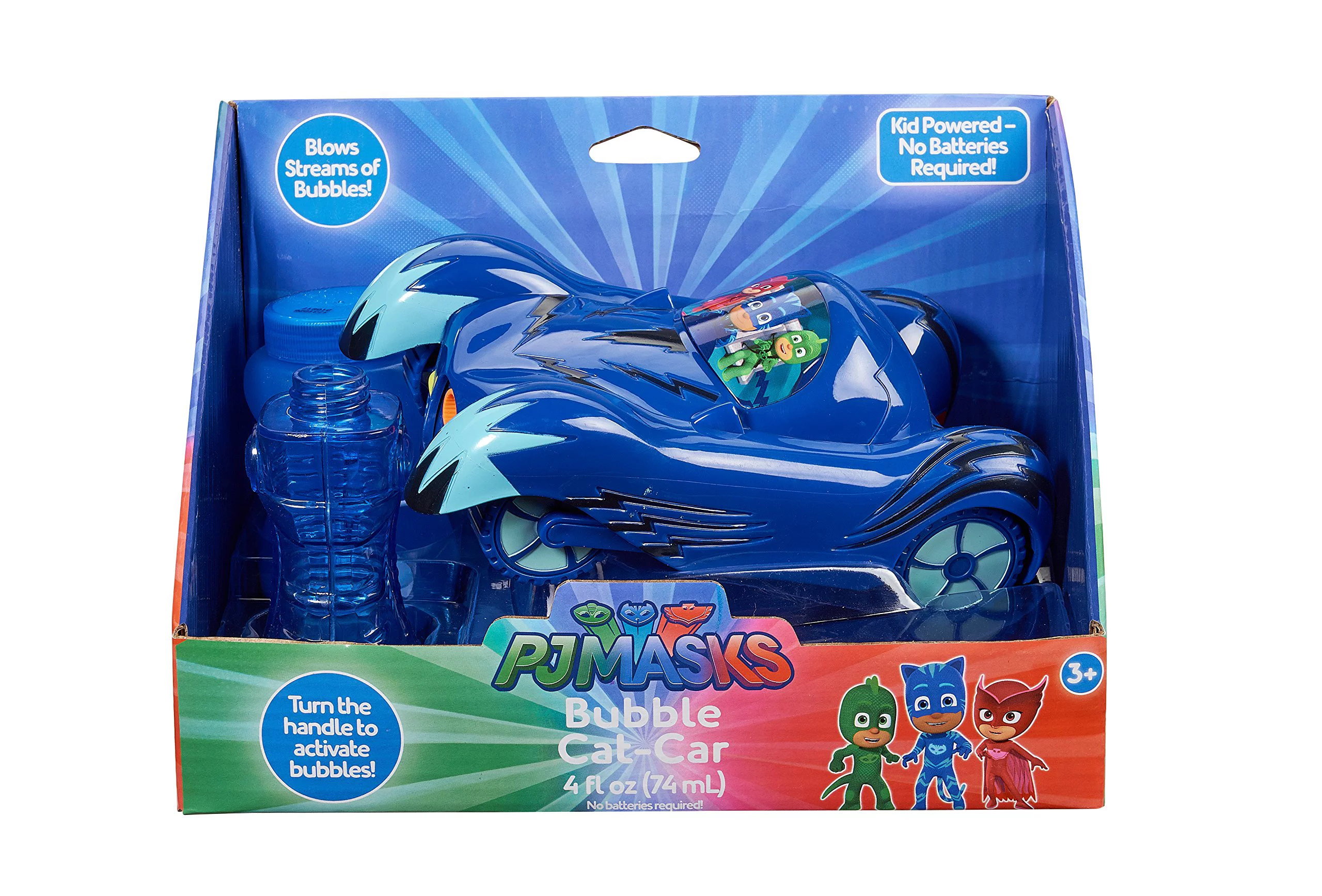 Little Kids PJ Masks Catboy Cat-Car Bubble Blower Vehicle with 4oz of Bubble Solution Toy, Blue