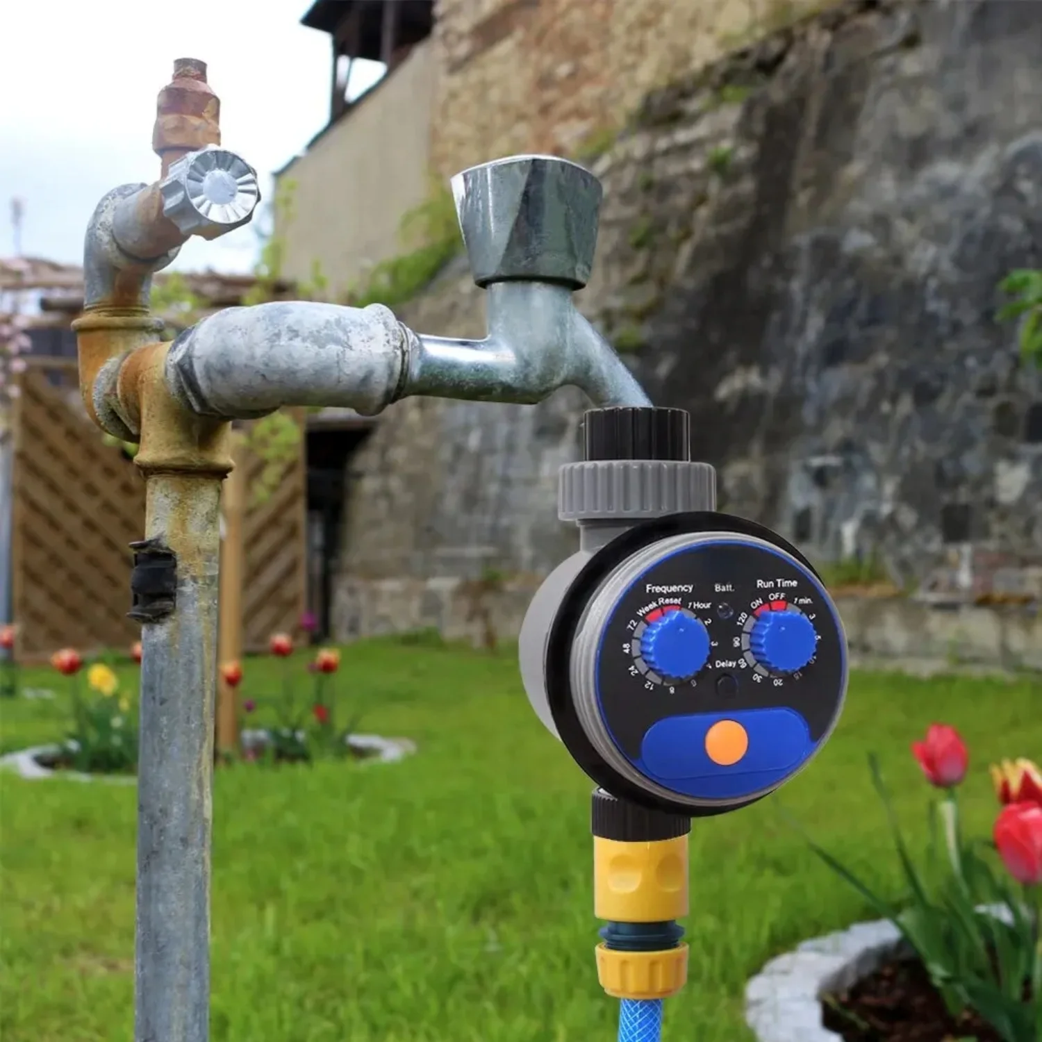 Upgraded Garden Automatic Watering Timer with Ball Valve for Efficient Irrigation Control System - Save Time and Water with this Smart Watering Controller - Easy to Install and Use