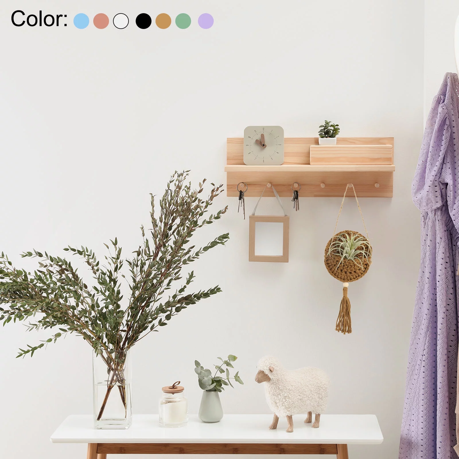 Uxcell Hanging Plant Basket, 4.7 Inch Dia Hanging Wall Planters for Indoor Outdoor, Purple