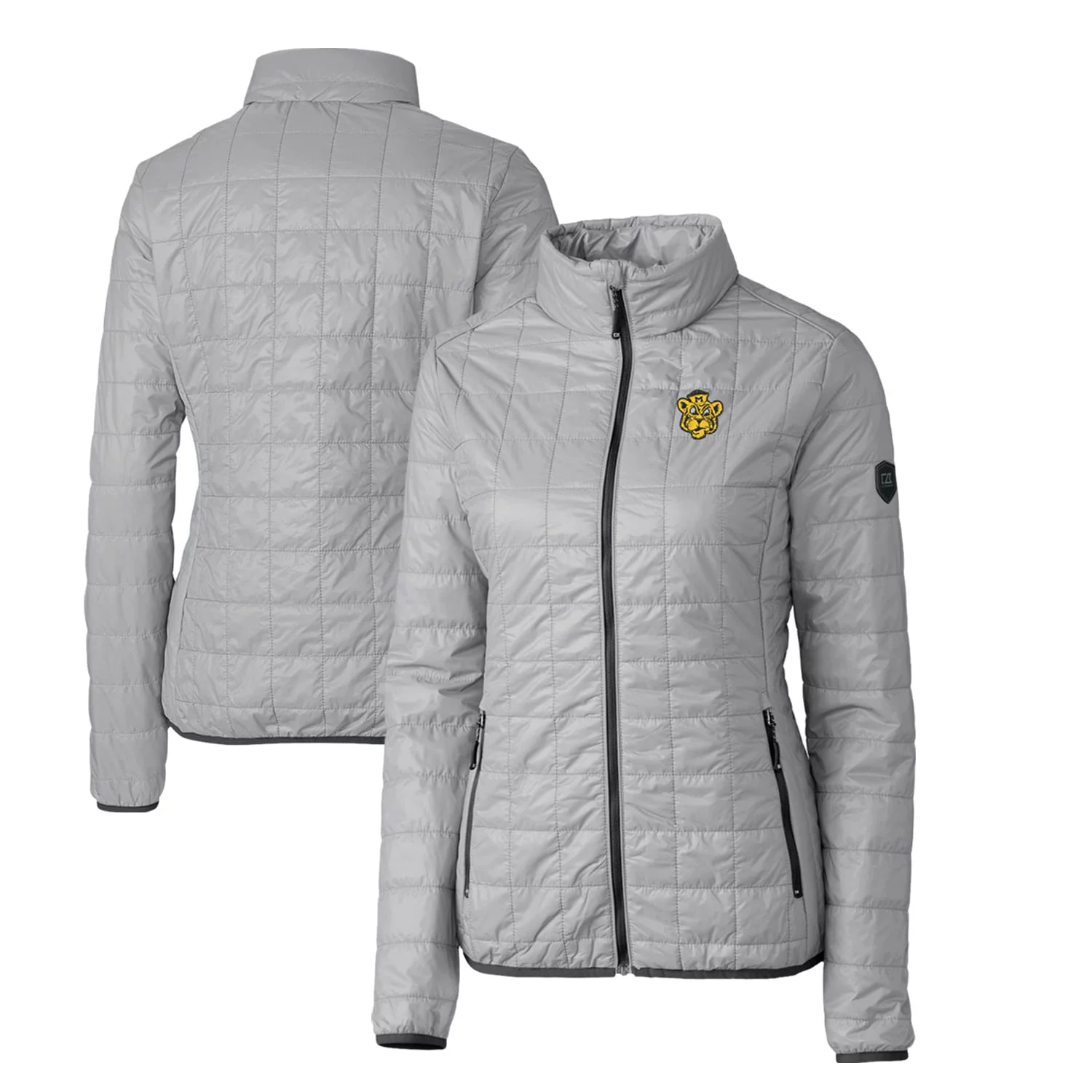 Women's Cutter & Buck Gray Missouri Tigers Vault Rainier PrimaLoft Eco Insulated Full-Zip Puffer Jacket