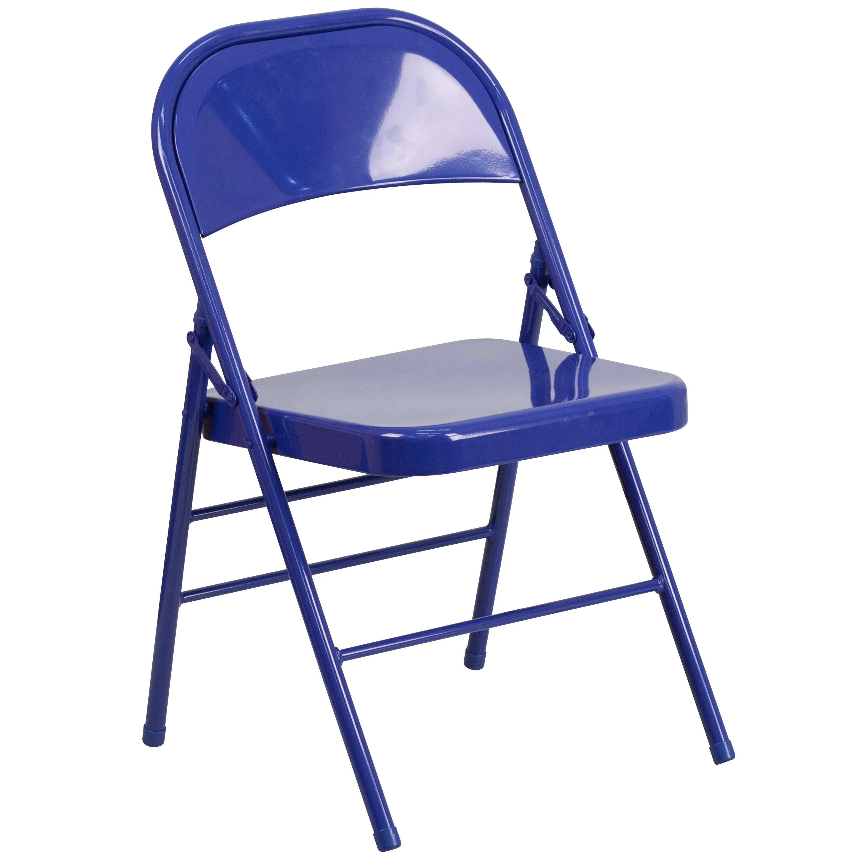 Flash Furniture 2 Pack Triple Braced & Double Hinged Folding Chair Cobalt Blue