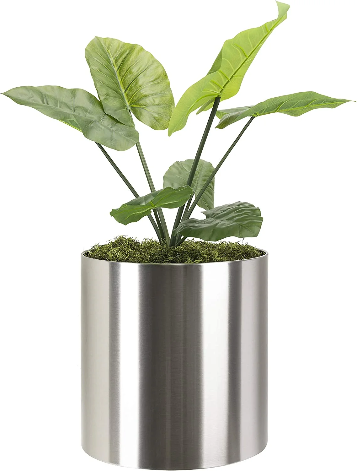 Stainless Steel Metal Planter - Modern Round Indoor Outdoor 18
