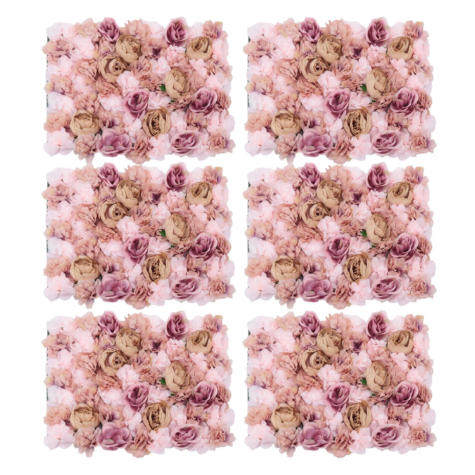 ZhdnBhnos 6 PCS Artificial Rose Flower Wall Panels Wedding Floral Backdrop Party Background Decoration 60x40cm
